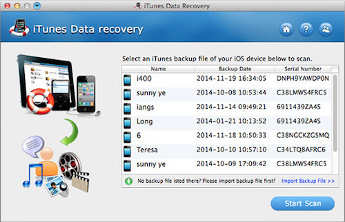 iTunes Data Recovery Mac iOS备份文件数据 <span style='color:#ff0000;'>v5.1.0.0</span>的预览图