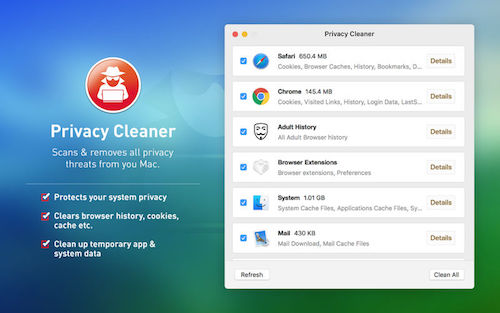 Privacy Cleaner Mac – 隐私清理软件 <span style='color:#ff0000;'>v1.3(1.3.1)</span>的预览图