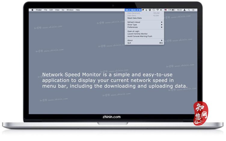 Network Speed Monitor Mac 菜单栏网速实时监测工具 <span style='color:#ff0000;'>v2.4.1</span>的预览图