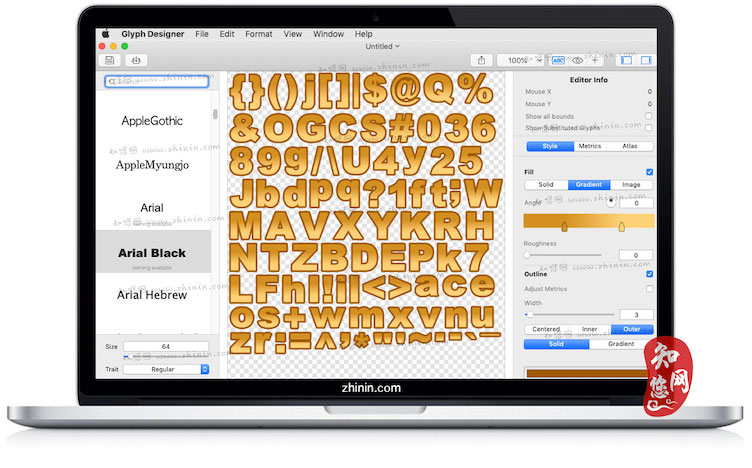 Glyph Designer Mac 位图字体生成工具 <span style='color:#ff0000;'>v2.1(297)</span>的预览图